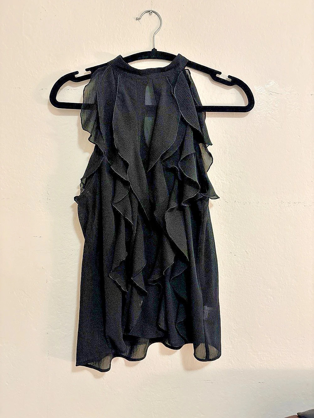 ZARA Black Ruffle Halter Neck Sleeveless Blouse